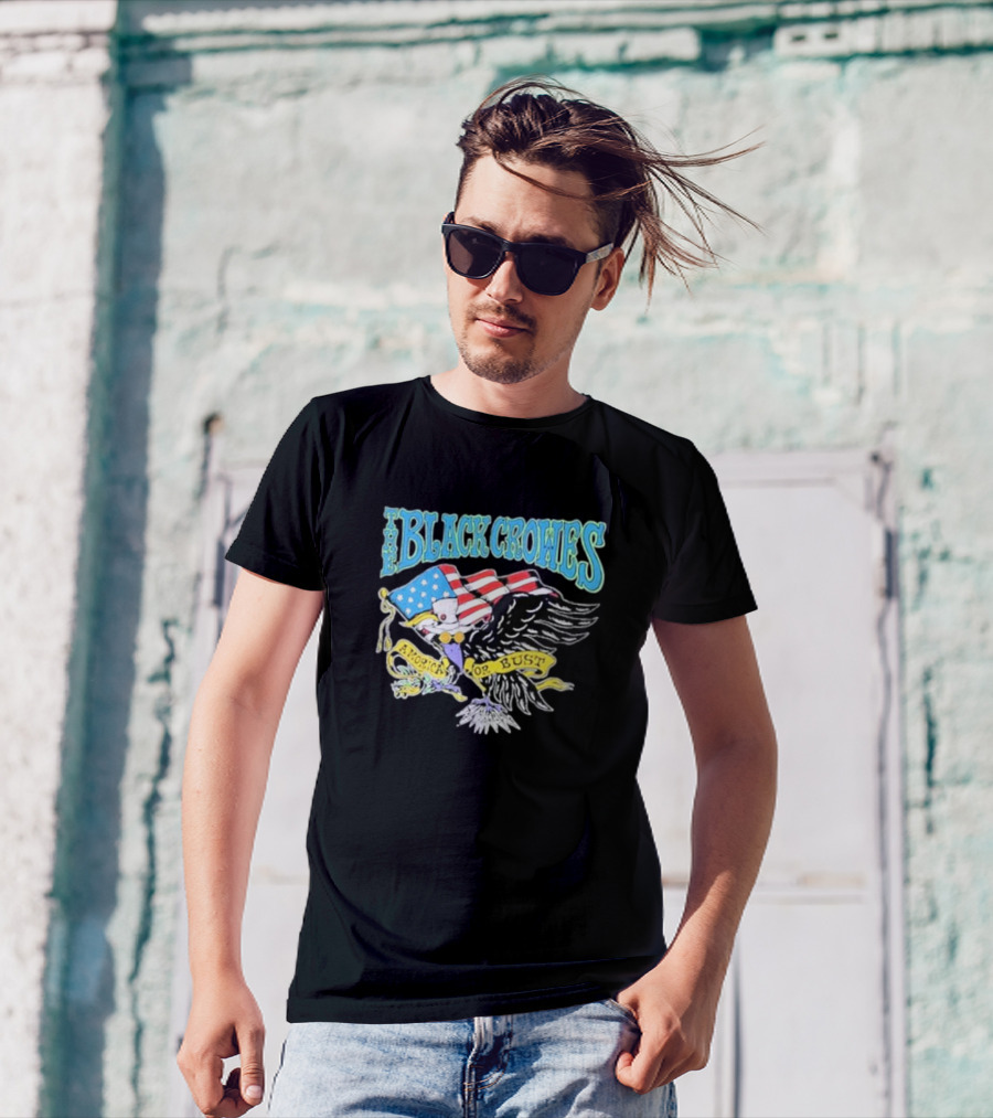 The Black Crowes Amorica Or Bust Eagle With American Flag Wings T-Shirt