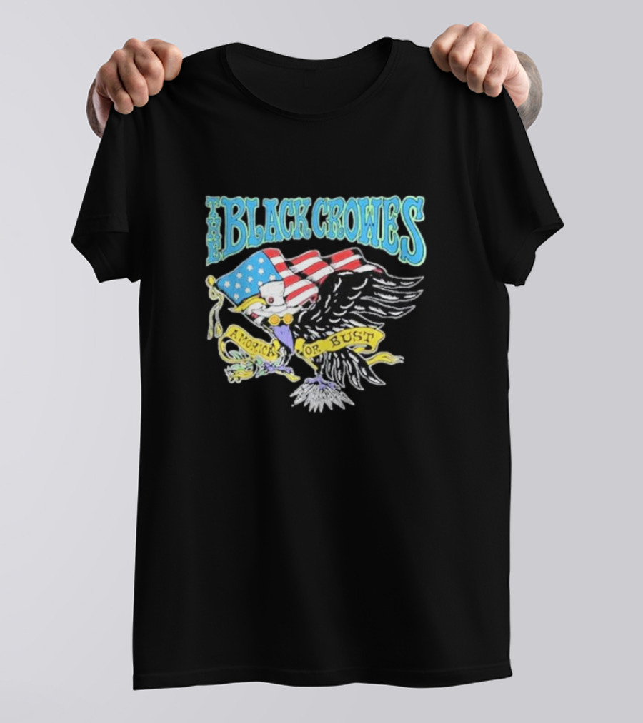 The Black Crowes Amorica Or Bust Eagle With American Flag Wings T-Shirt