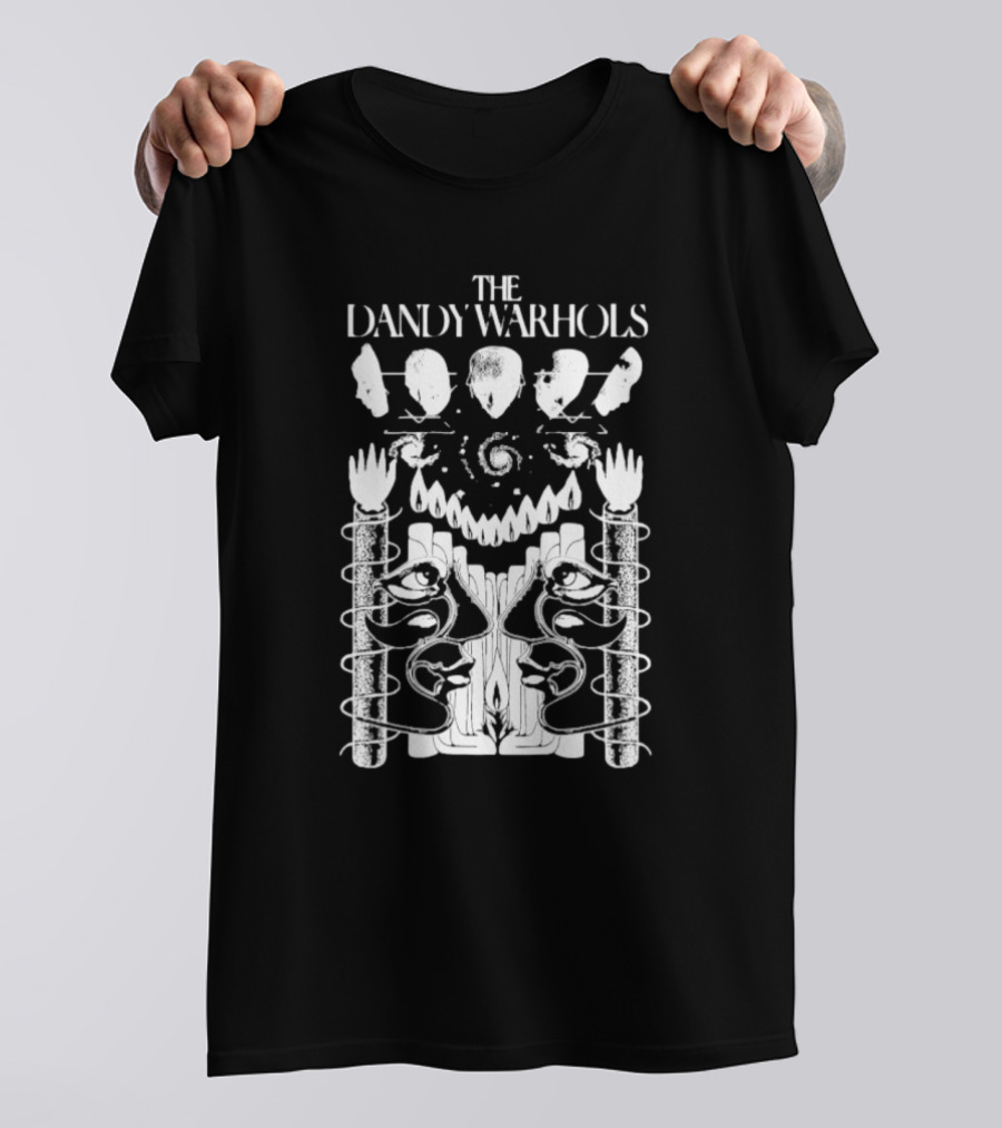 The Dandy Warhols 1992 Surreal Psychedelic Art Faces And Hands Spiral T-Shirt