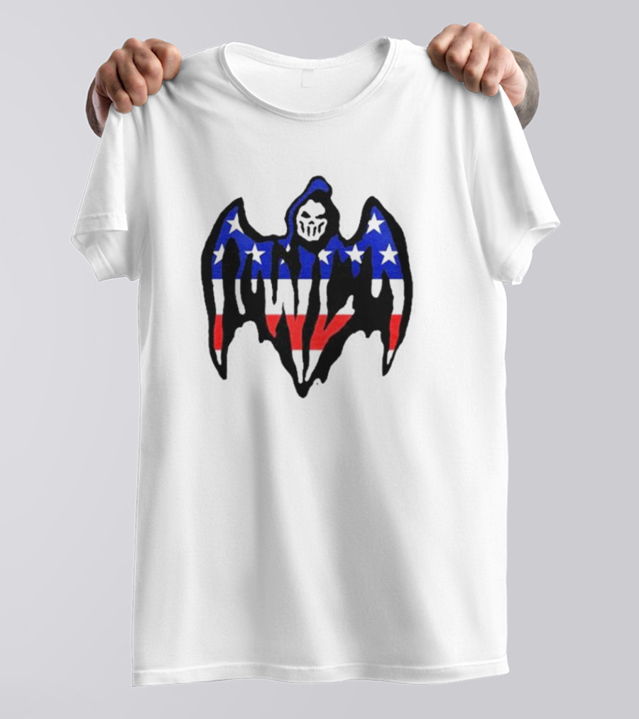 Warren Lotas Patriotic Stars And Stripes Winged Skull T-Shirt
