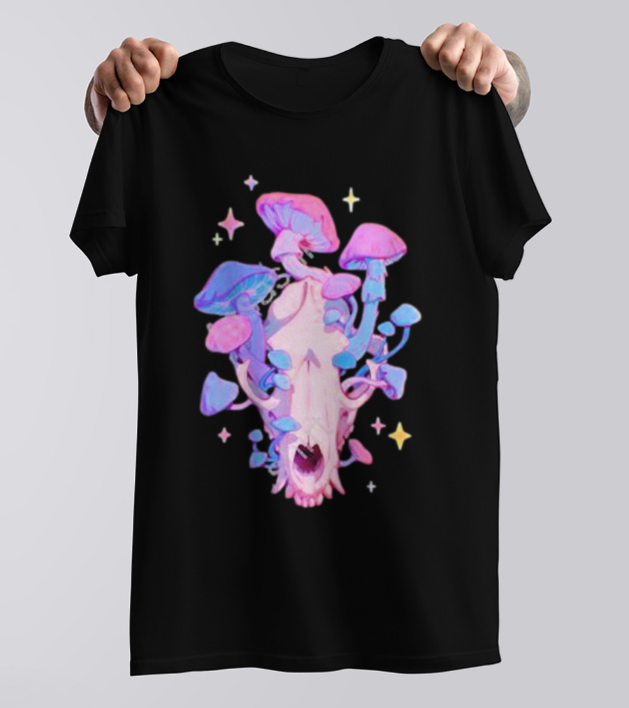 Simkaye Storenvy Magic Raccoon Skull Psychedelic Mushrooms Stars T-Shirt