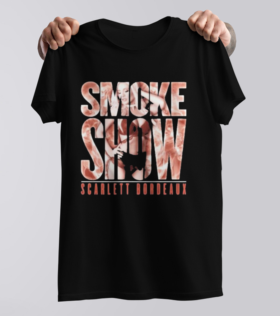 SMOKE SHOW SCARLETT BORDEAUX Text And Image Combination T-Shirt