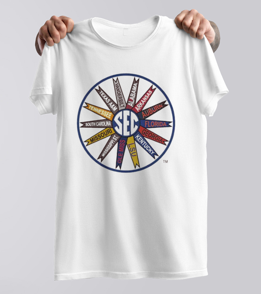 Southeastern Conference SEC Team Names Throwback Pinwheel T-Shirt