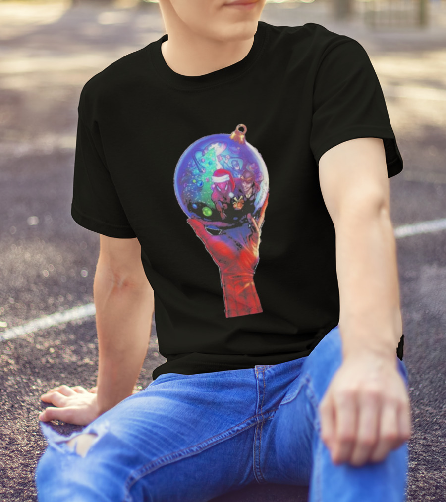 Spider-Man Christmas Ornament With Santa Hat Reflection T-Shirt