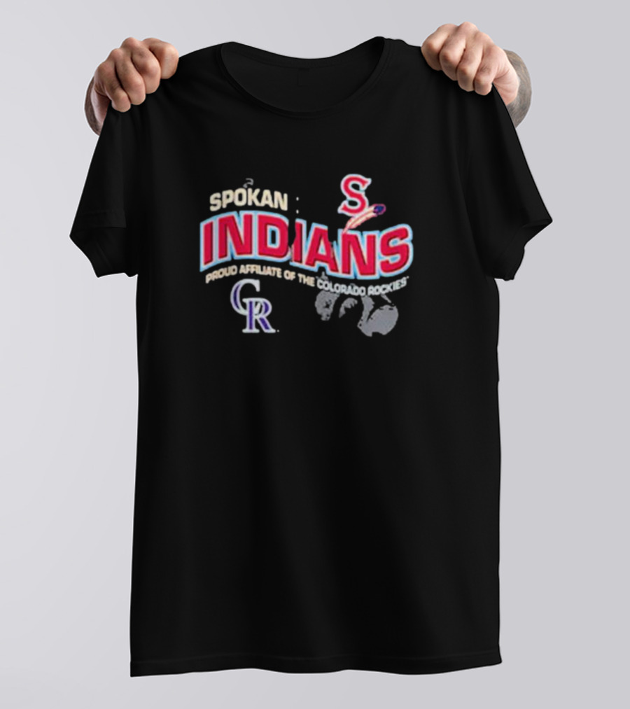 Spokane Indians Proud Affiliate Of The Colorado Rockies Black T-Shirt