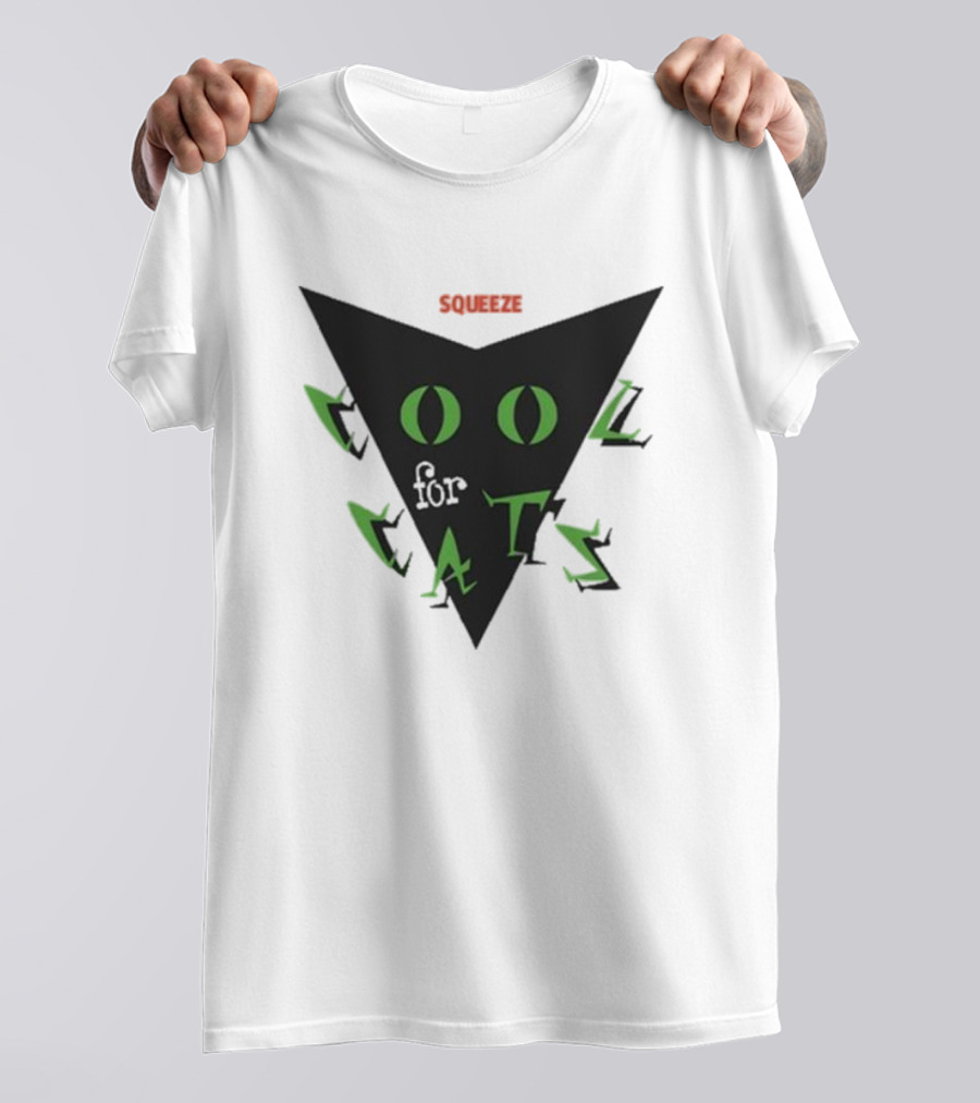 Squeeze Cool For Cats Black Green Eyes Triangle T-Shirt