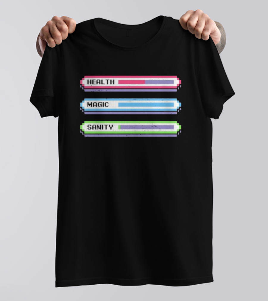 Health Magic Sanity Stats Bar Pixel T-Shirt