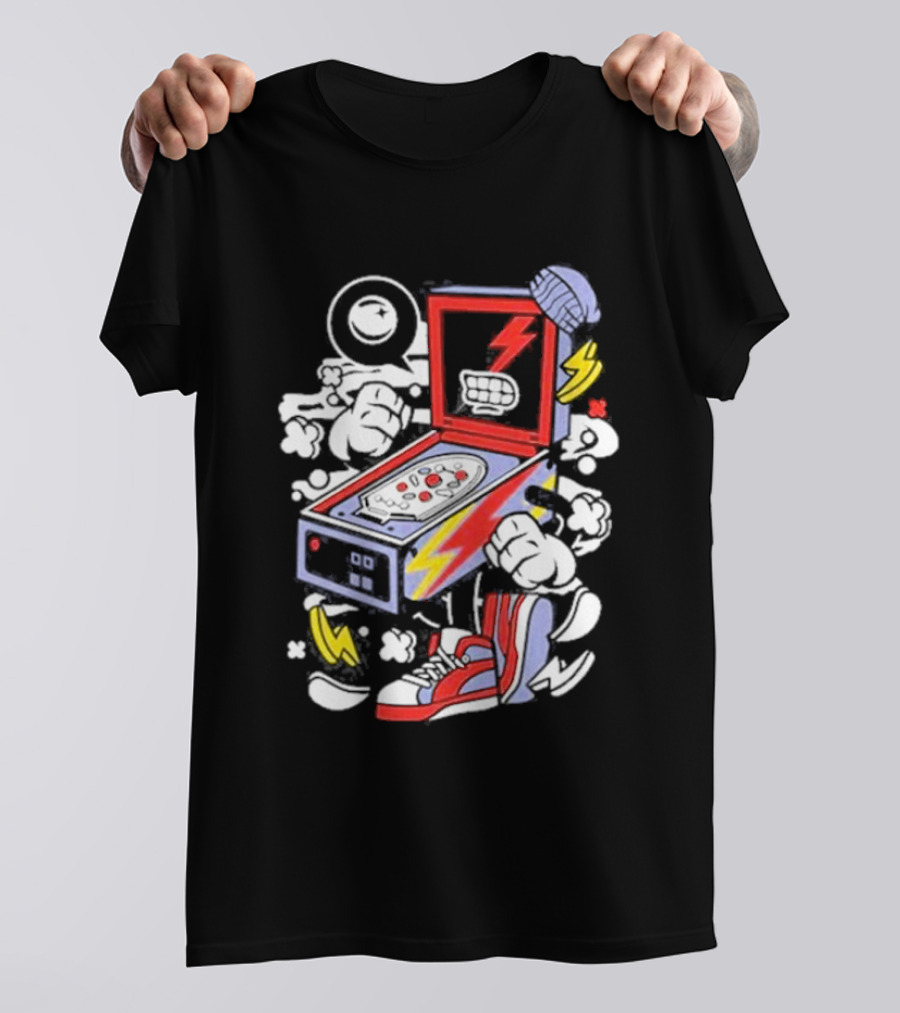Stern Pinball Lightning Bolt Cartoon Sneakers T-Shirt