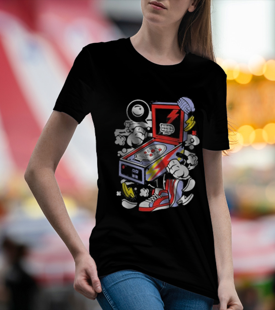 Stern Pinball Lightning Bolt Cartoon Sneakers T-Shirt