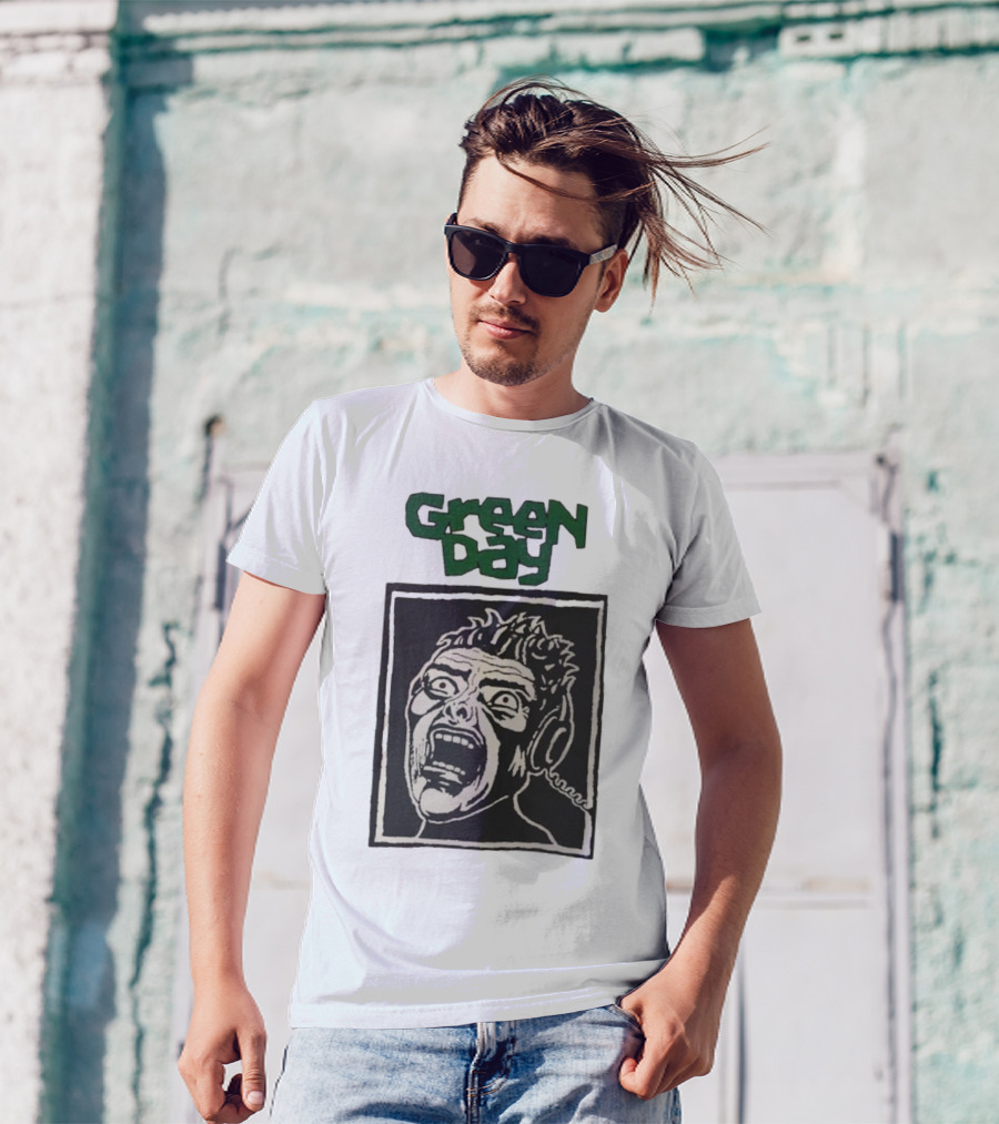 Rare Vintage Green Day Basket Case Iconic Screaming Face T-Shirt