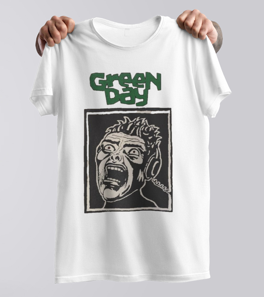 Rare Vintage Green Day Basket Case Iconic Screaming Face T-Shirt