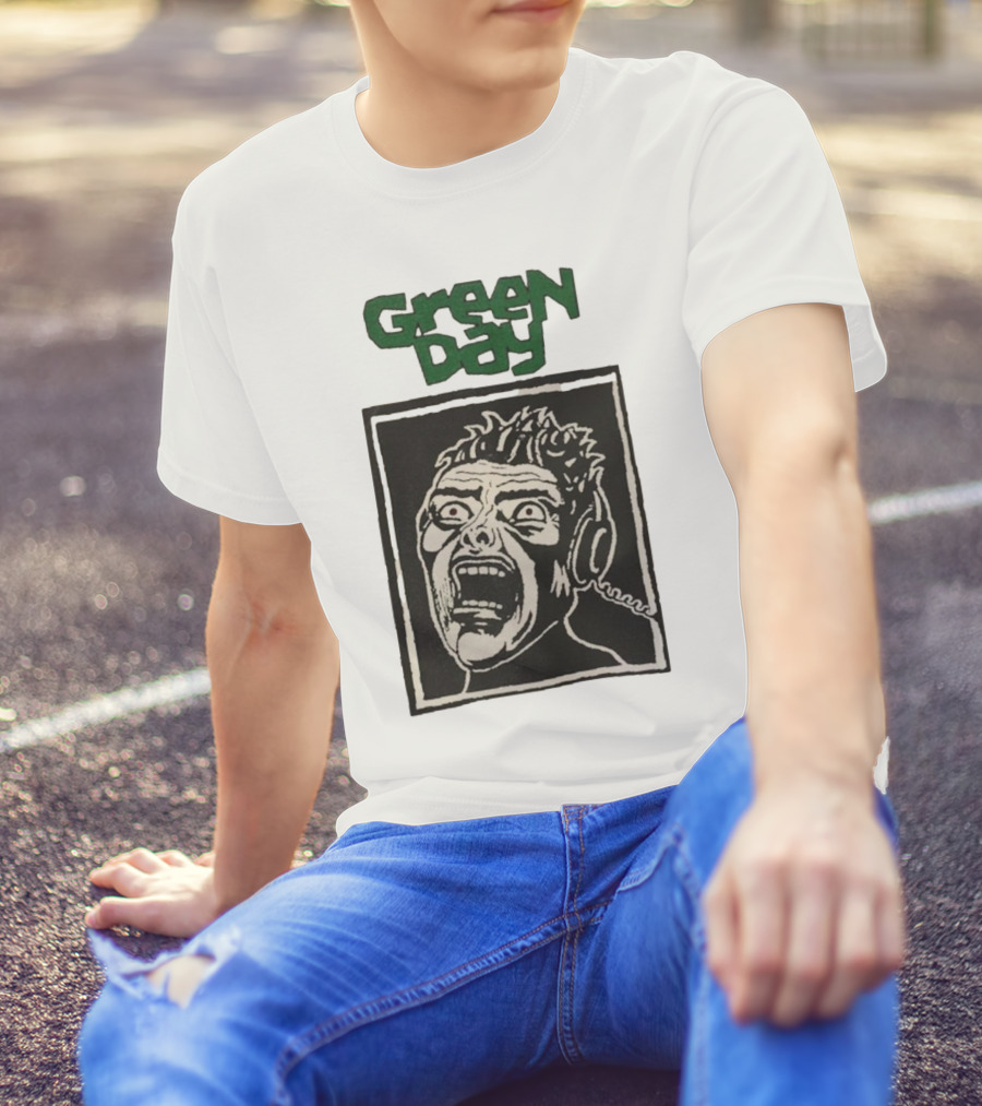 Rare Vintage Green Day Basket Case Iconic Screaming Face T-Shirt