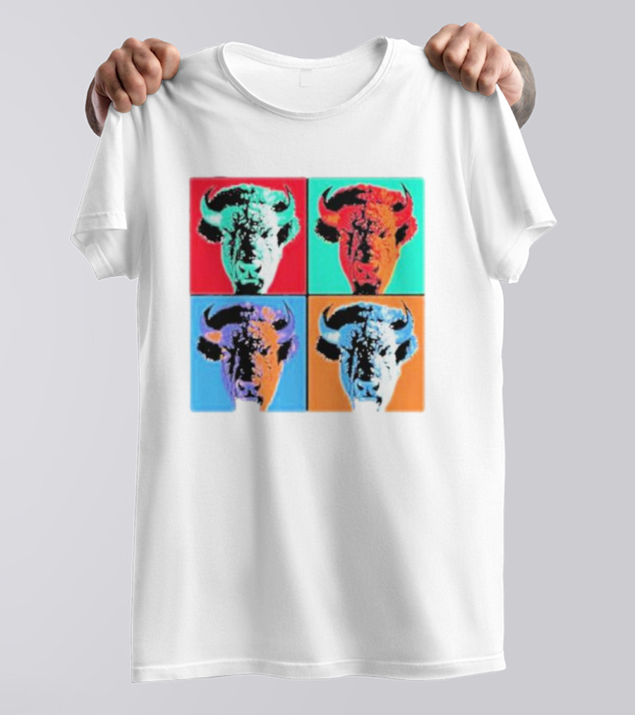 Pop Art Buffalo Quadrant In Vibrant Colors T-Shirt