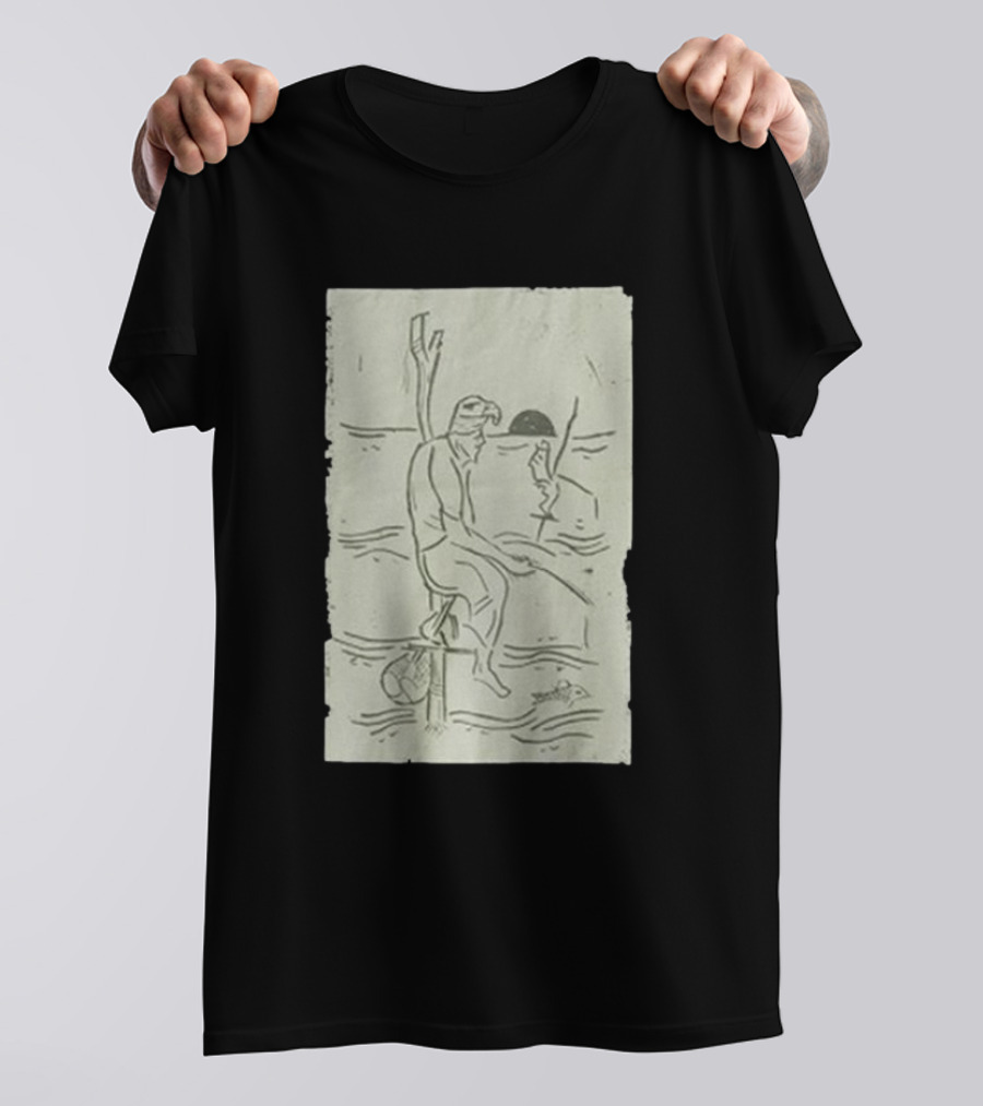 Sage Sri Lanka Stilt Fisherman Drawing T-Shirt