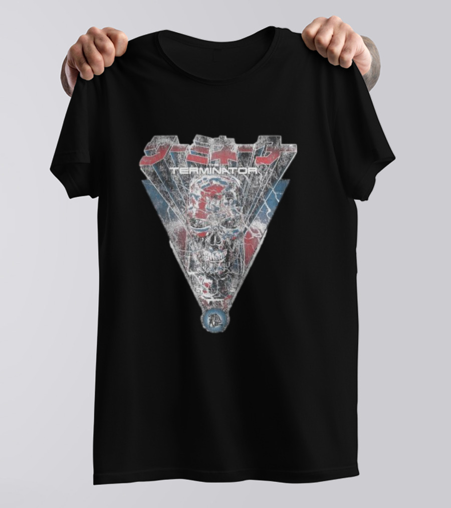 Terminator Kanji Retro Skull Lightning Glow In The Dark T-Shirt