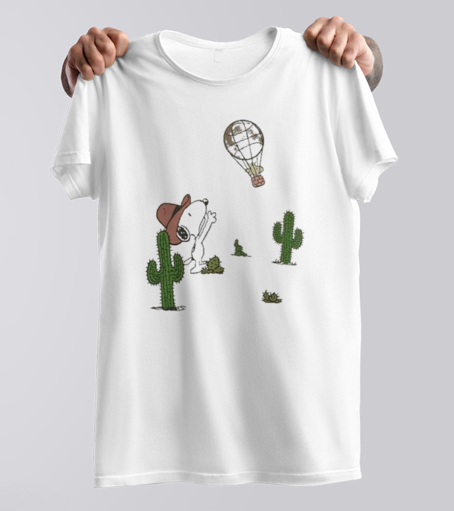 Peanuts Snoopy Woodstock Cactus Western Cowboy Balloon Women's T-Shirt