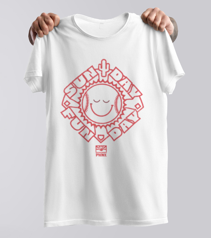 Phnx Sun Day Fun Day Baseball Happy Face Cactus T-Shirt