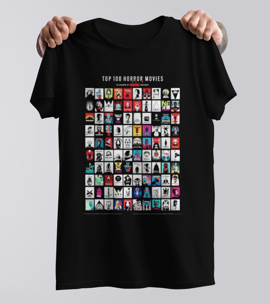 Top 100 Horror Movies As Chosen By Fangoria Readers With Iconic Movie References T-Shirt
