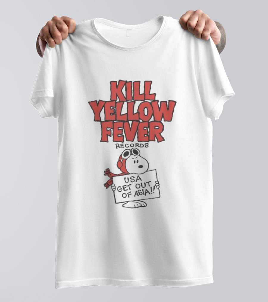 Kill Yellow Fever Records USA Get Out Of Asia Comic Protest T-Shirt