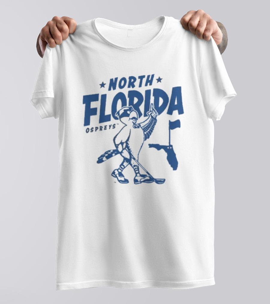 North Florida Ospreys Golfing Mascot Florida Map T-Shirt