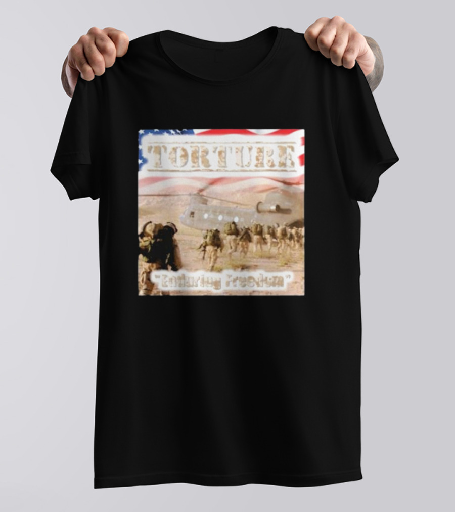Torture Enduring Freedom American Flag Soldiers Helicopter T-Shirt