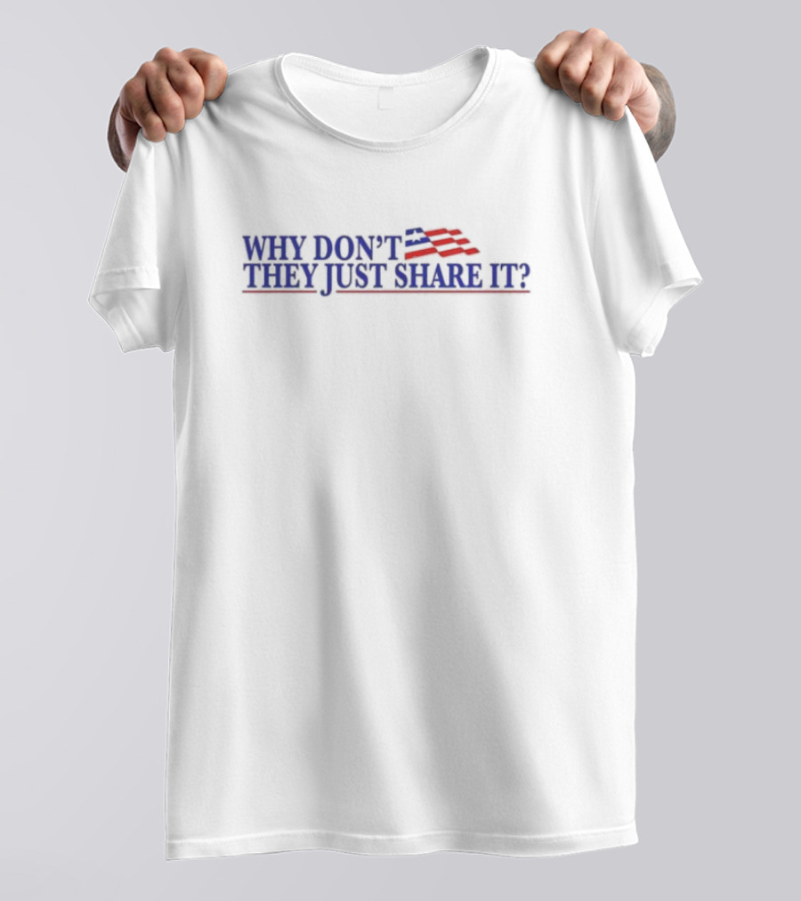WHY DON’T THEY JUST SHARE IT American Flag Stripes T-Shirt