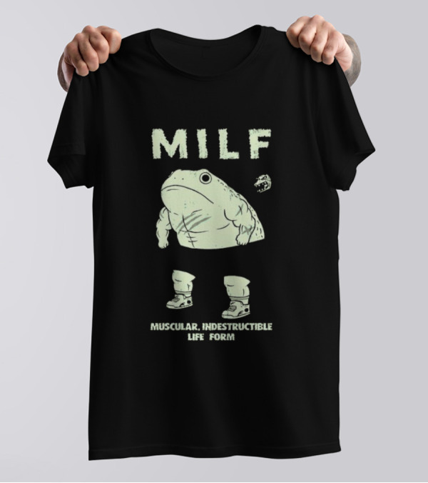 MILF Muscular Indestructible Life Form Frog With Sneakers T-Shirt