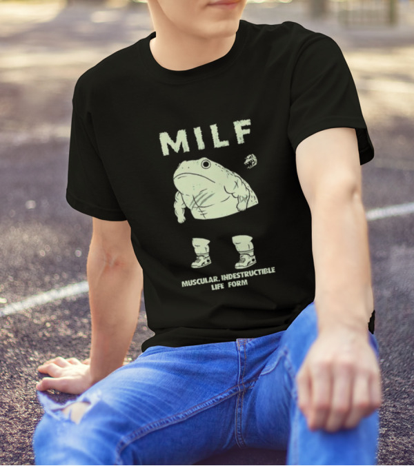 MILF Muscular Indestructible Life Form Frog With Sneakers T-Shirt