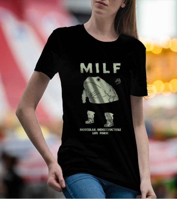 MILF Muscular Indestructible Life Form Frog With Sneakers T-Shirt