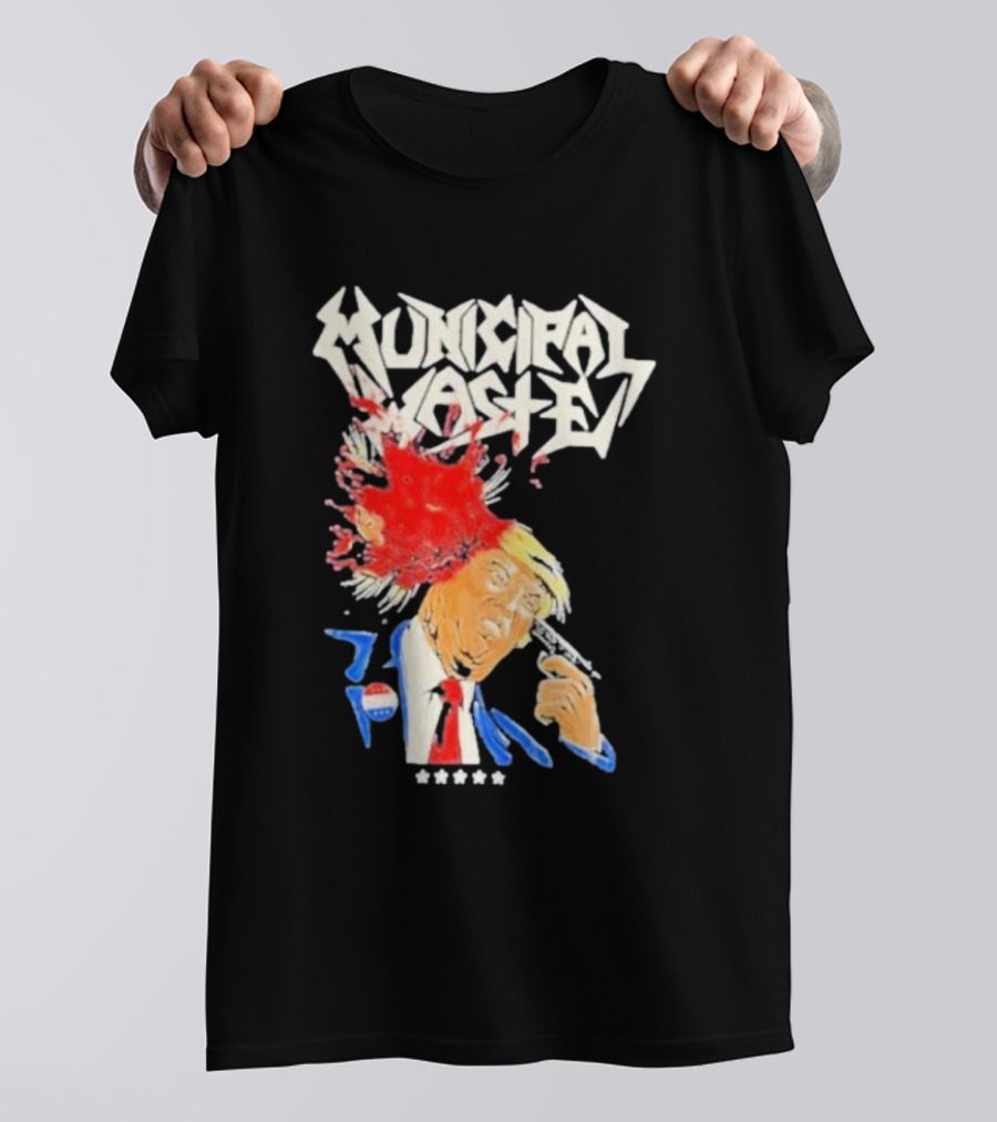 Municipal Waste Trump Blood Splatter Gun Five Stars T-Shirt