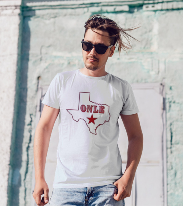 Onle Star Red Texas Outline T-Shirt