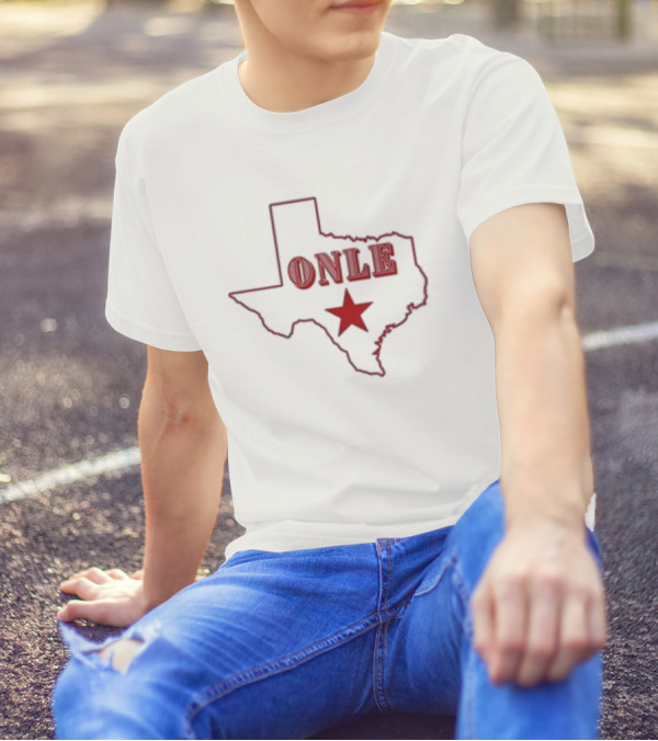 Onle Star Red Texas Outline T-Shirt