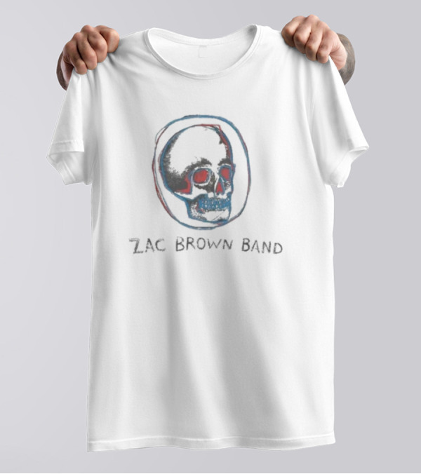 Zac Brown Band Red And Blue Skull Emblem T-Shirt