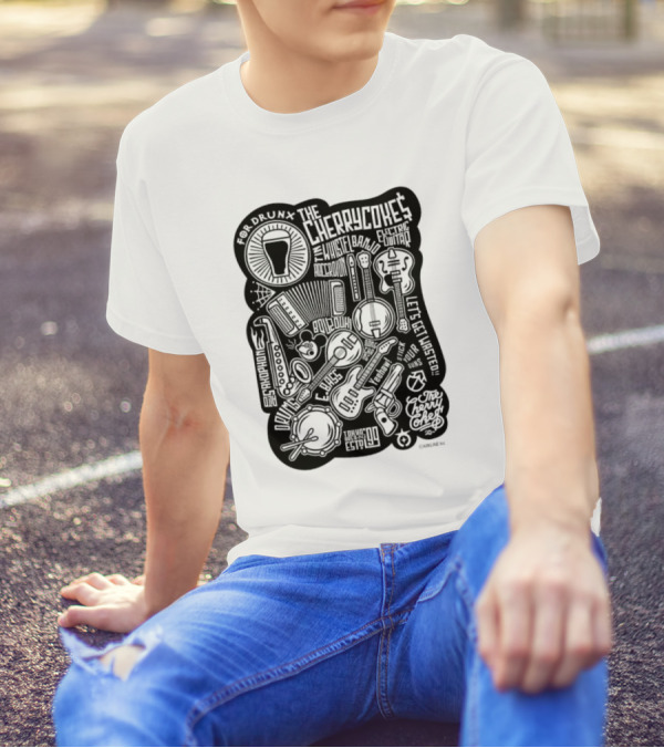 For Drunk The Cherry Cokes Electric Guitar Whistle Accordion Band Saxophone Drums Let's Get Wasted T-Shirt