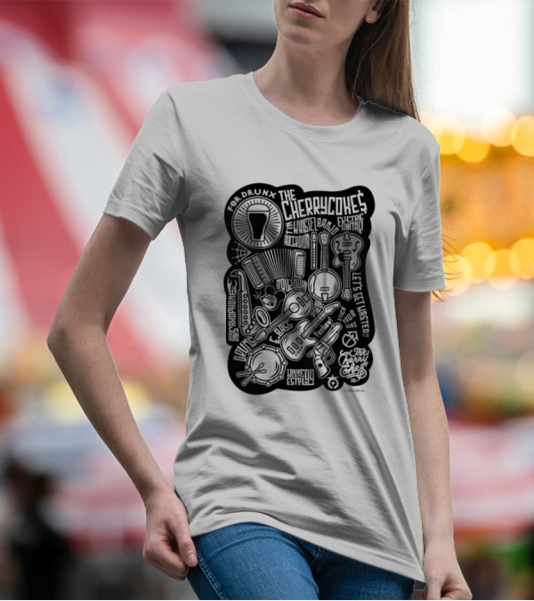 For Drunk The Cherry Cokes Electric Guitar Whistle Accordion Band Saxophone Drums Let's Get Wasted T-Shirt