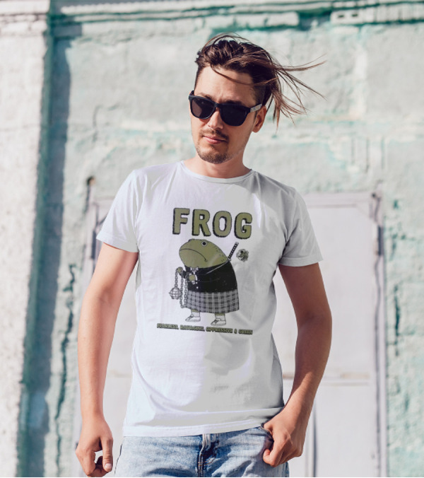 Frog Fearless Ravaging Oppressive And Green Plaid Outfit Chain Weapon T-Shirt