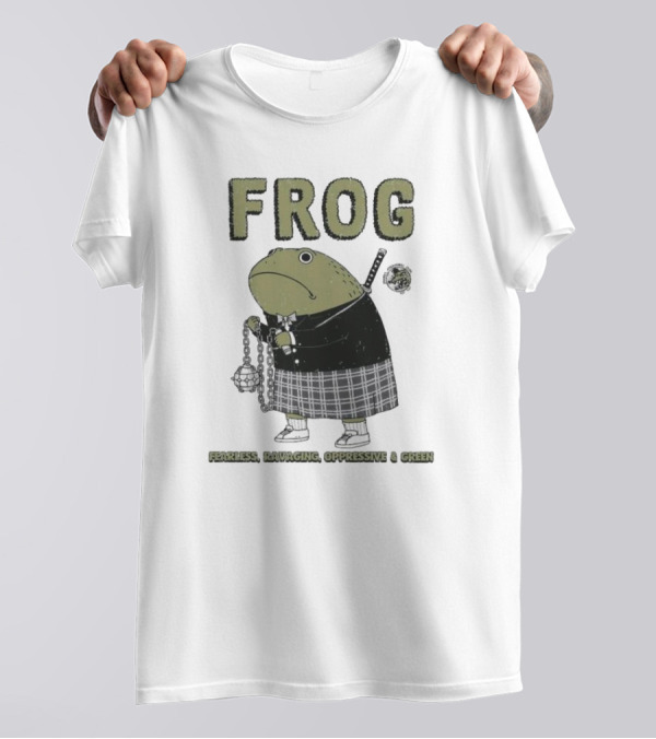 Frog Fearless Ravaging Oppressive And Green Plaid Outfit Chain Weapon T-Shirt