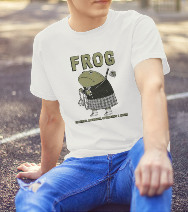Frog Fearless Ravaging Oppressive And Green Plaid Outfit Chain Weapon T-Shirt