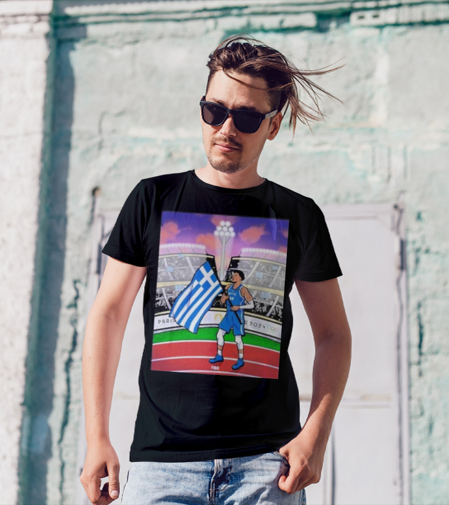 Giannis Antetokounmpo Greece's Flag Bearer Paris 2024 Olympics T-Shirt