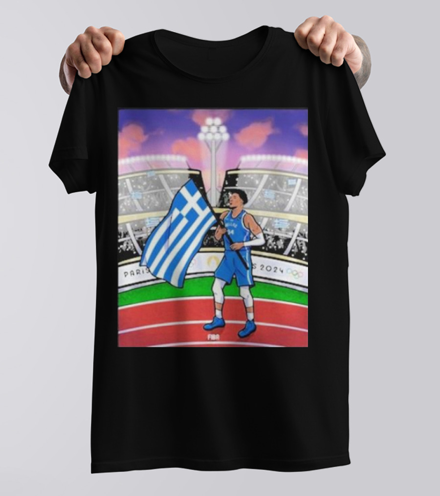 Giannis Antetokounmpo Greece's Flag Bearer Paris 2024 Olympics T-Shirt