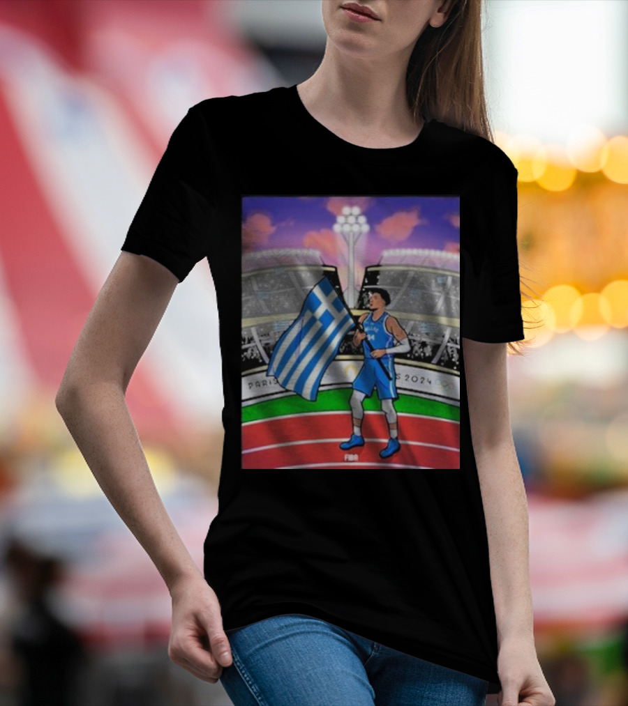 Giannis Antetokounmpo Greece's Flag Bearer Paris 2024 Olympics T-Shirt