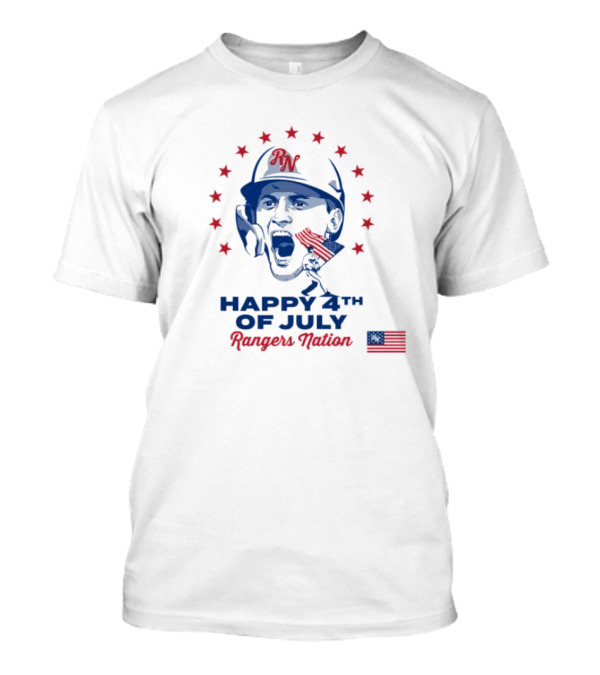 Happy 4th Of July Rangers Nation Patriotic Baseball T-Shirt
