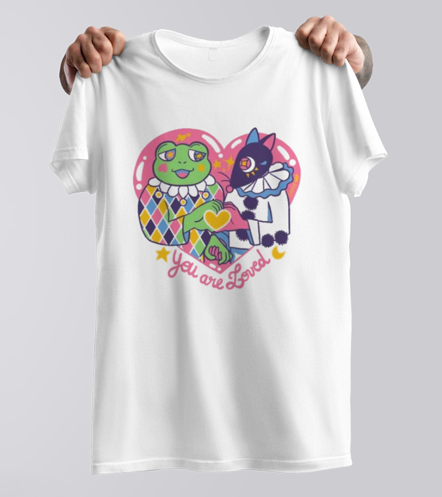 You Are Loved Harlequin X Pierrot Clown Heart Connection T-Shirt