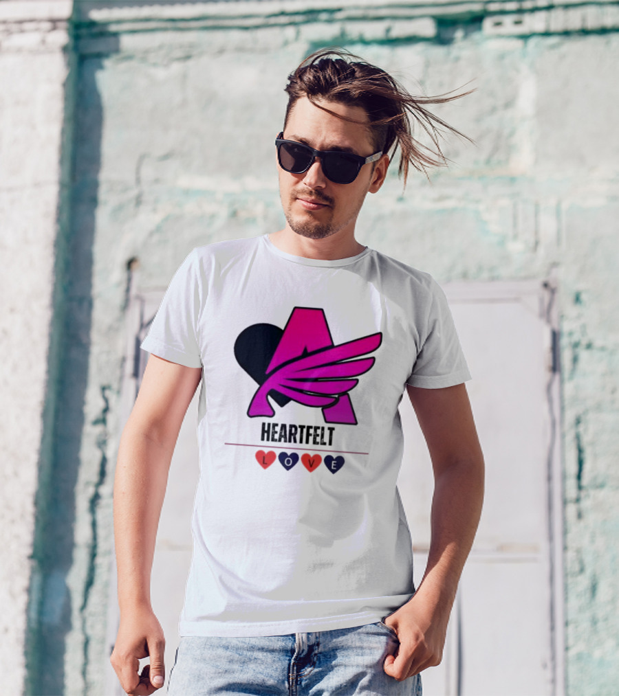 Heartfelt Love Pink Winged Heart T-Shirt