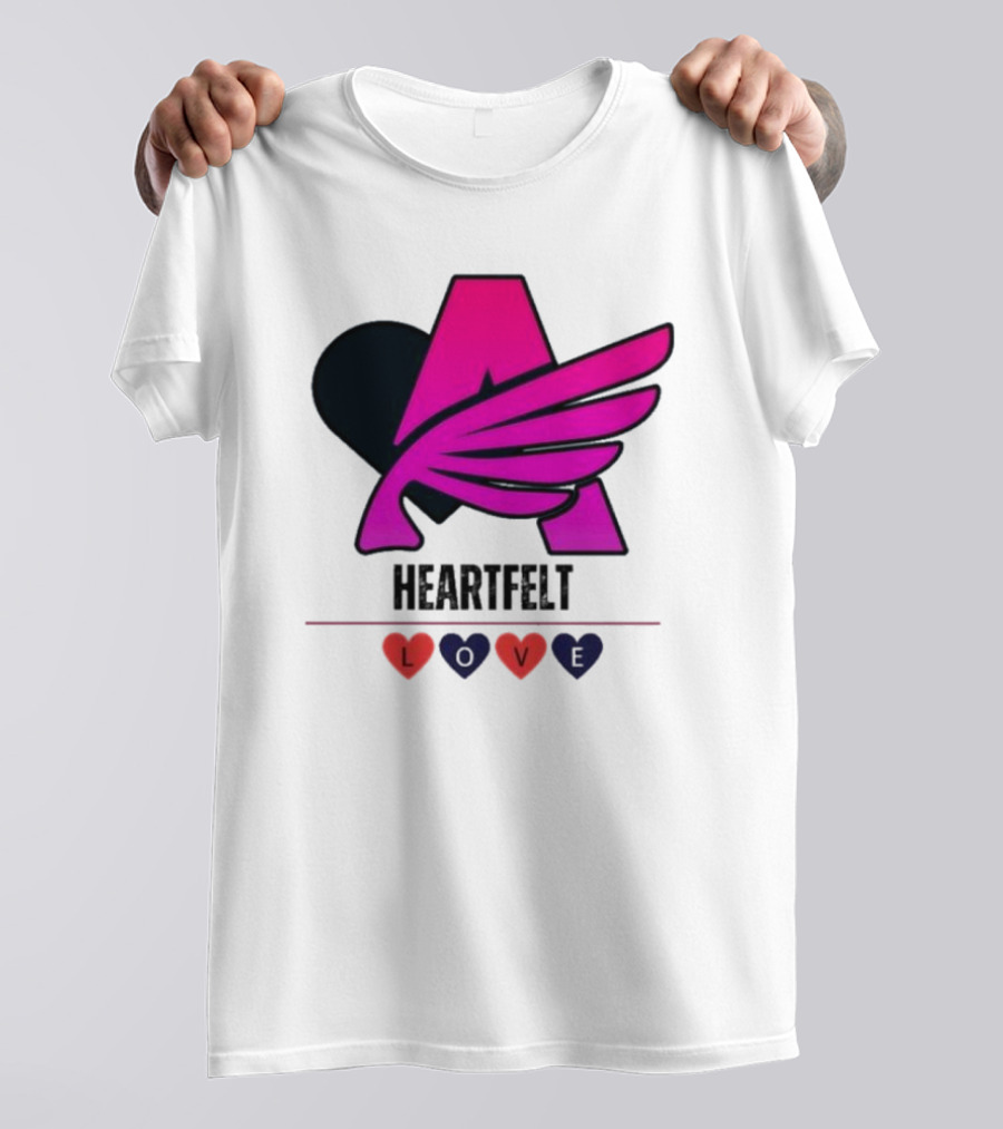 Heartfelt Love Pink Winged Heart T-Shirt