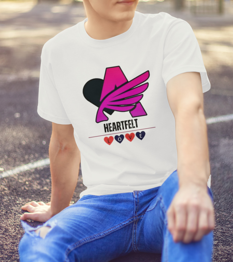 Heartfelt Love Pink Winged Heart T-Shirt