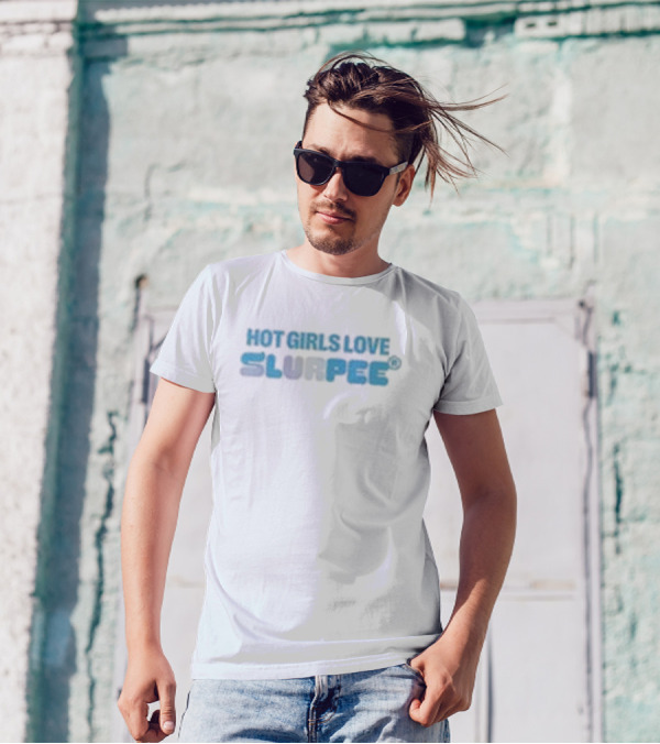 Hot Girls Love Slurpee® Refreshing Blue Text T-Shirt