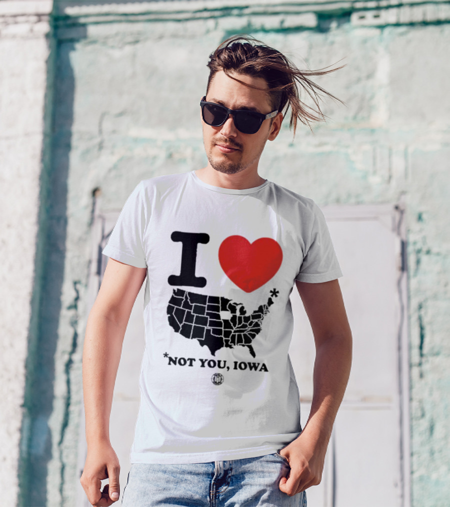 I Heart America Except Iowa Map T-Shirt