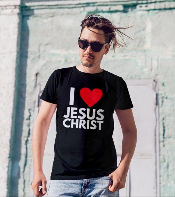 I Love Jesus Christ Christian Red Heart T-Shirt