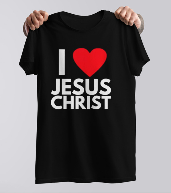 I Love Jesus Christ Christian Red Heart T-Shirt